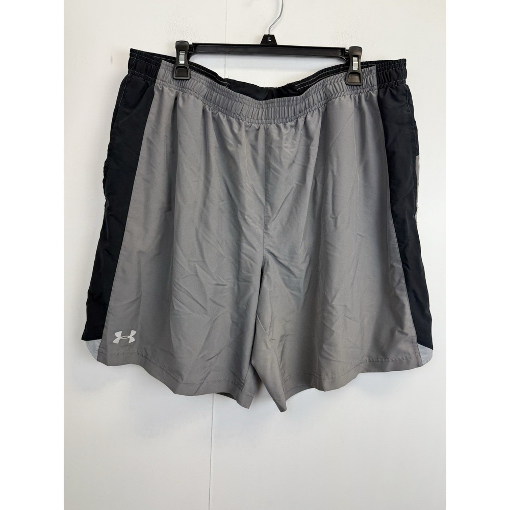 UNDER ARMOUR Woven 2-in-1 Shorts Mens‎ 2XL Brief Lined UA Gray EUC 9"